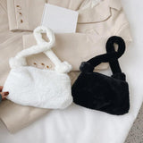 Vintage Women Plush Shoulder Bag Soft Handbag Ladies Casual Fluffy