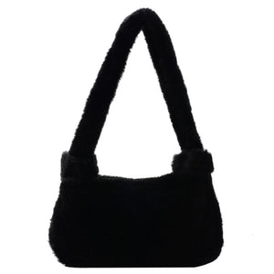 Vintage Women Plush Shoulder Bag Soft Handbag Ladies Casual Fluffy
