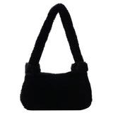 Vintage Women Plush Shoulder Bag Soft Handbag Ladies Casual Fluffy