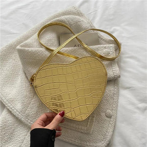 Heart Crossbody Bag Leather Stone Pattern Purse Handbags Women