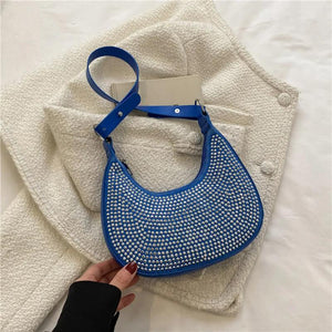 Crescent Diamonds Leather Shoulder Bag