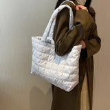Large Winter Shoulder Bag Solid Handbags Cotton Casual Tote For Women