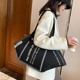 Women Large Mask Shopping Bag Canvas Shoulder Bag Tote Bag