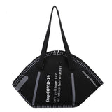 Women Large Mask Shopping Bag Canvas Shoulder Bag Tote Bag