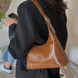 Vintage PU Leather Women Shoulder Bag Lady Zipper Tote Underarm Handbag