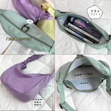 Women Nylon Messenger Bag Shoulder Canvas Tote Bag Plaid Crossbody Bag