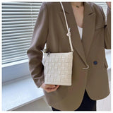Vintage PU Leather Woven Shoulder Bag for Women Handbags and Purses