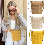 Vintage PU Leather Woven Shoulder Bag for Women Handbags and Purses