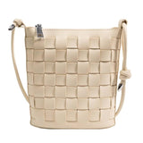 Vintage PU Leather Woven Shoulder Bag for Women Handbags and Purses