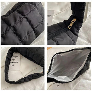 Embroidered Rhombus Underarm Bag Winter Shoulder Handbag for Women