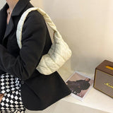 Embroidered Rhombus Underarm Bag Winter Shoulder Handbag for Women