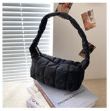Embroidered Rhombus Underarm Bag Winter Shoulder Handbag for Women