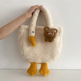 Cashmere Shoulder Bag Girl Cashmere Handbag Portable Messenger Bag