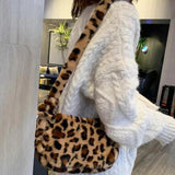 Winter Leopard Plush Shoulder Bag Crossbody Handbag