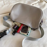 Women PU Leather Shoulder Handbags Casual Female Wide Straps Travel Money Purses