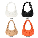 Pleated PU Shoulder Underarm Bag Women Large Top-handle Summer Leisure