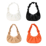 Pleated PU Shoulder Underarm Bag Women Large Top-handle Summer Leisure