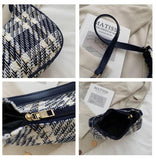 Vintage Plaid Canvas Shoulder Bag for Women