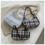 Vintage Plaid Canvas Shoulder Bag for Women
