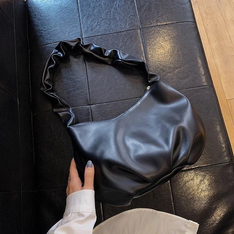 Women's PU Leather Shoulder Bag Textured Shopping Handbag