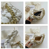 PU Leather Shoulder Bag for Women Chains Decor Hobos Handbag Clutch