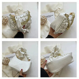 PU Leather Shoulder Bag for Women Chains Decor Hobos Handbag Clutch