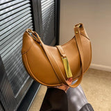 Vintage Leather Crossbody Bag for Women Zipper Hobo Solid Sac