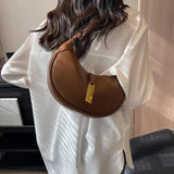 Vintage Leather Crossbody Bag for Women Zipper Hobo Solid Sac