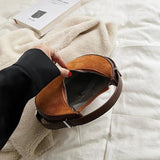 Half Moon Shoulder Bag Brushed Fabric Handbag Casual Armpit