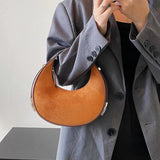 Half Moon Shoulder Bag Brushed Fabric Handbag Casual Armpit
