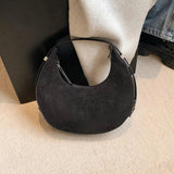 Half Moon Shoulder Bag Brushed Fabric Handbag Casual Armpit