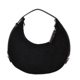 Half Moon Shoulder Bag Brushed Fabric Handbag Casual Armpit