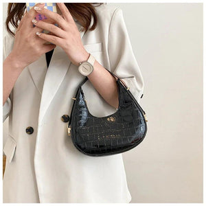 Casual Underarm Shoulder Bag for Women Stone Pattern Armpit Handbag
