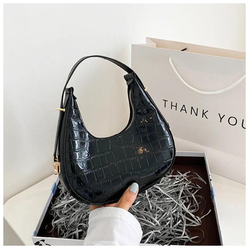 Casual Underarm Shoulder Bag for Women Stone Pattern Armpit Handbag