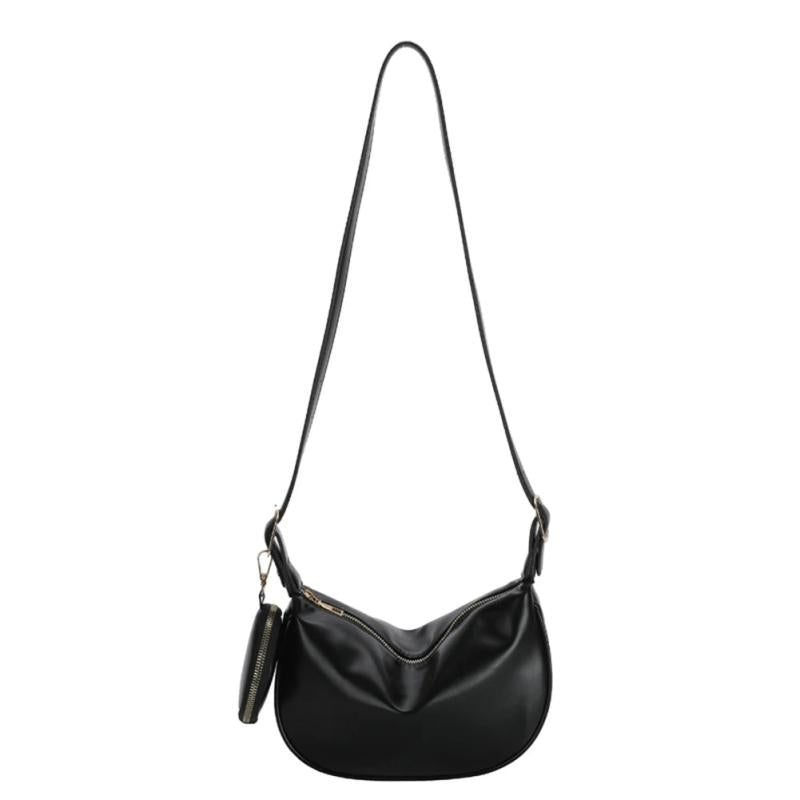 Retro Casual Women's Totes Shoulder Bag Half Moon PU Leather Handbags