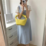 Soft Leather Underarm Bag Casual Hand Knot Women Handbags
