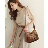 Vintage Handbag for Women Soft PU Leather Shoulder Bag Large Capacity