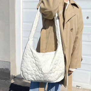 Quilted Women Tote Handbag Large Capacity Pleated Bubble Shoulder Crossbody Bag