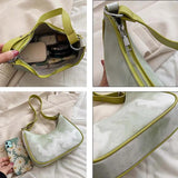 Retro Tie-Dye Shoulder Bag Women Underarm PU Leather Zipper Handbag