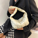 Oxford Cloth Women's Folds Rhombus Embroidery Thread Underarm Bag