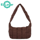 Oxford Cloth Women's Folds Rhombus Embroidery Thread Underarm Bag