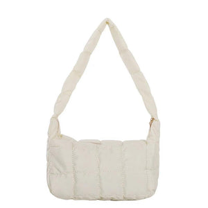 Oxford Cloth Women's Folds Rhombus Embroidery Thread Underarm Bag