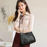 Retro Middle-aged Lady Shoulder Bag Soft PU Leather Messenger Crossbody Handbag