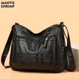 Retro Middle-aged Lady Shoulder Bag Soft PU Leather Messenger Crossbody Handbag
