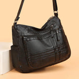 Retro Middle-aged Lady Shoulder Bag Soft PU Leather Messenger Crossbody Handbag