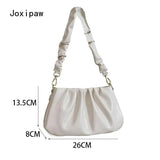 Pleated Shoulder Bag Soft PU Leather Handbag for Women