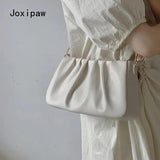Pleated Shoulder Bag Soft PU Leather Handbag for Women