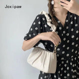 Pleated Shoulder Bag Soft PU Leather Handbag for Women