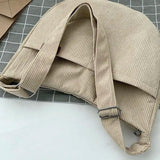 Corduroy Shoulder Bag Crossbody Messenger School Handbag for Women Girls