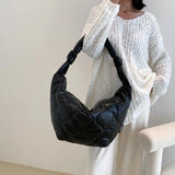 Quilted Knot Shoulder Bag Women's PU Leather Handbag Tote